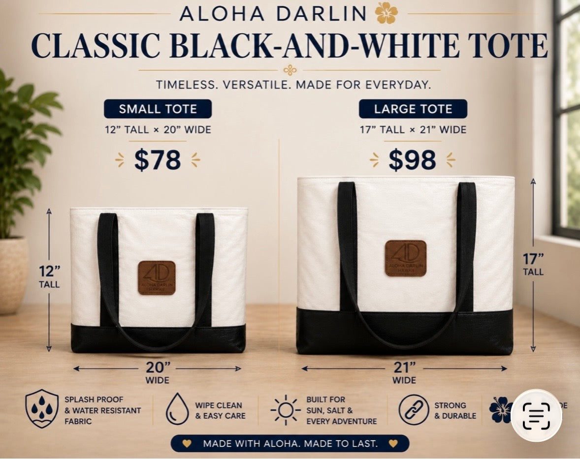 Large Classic Black and White Tote